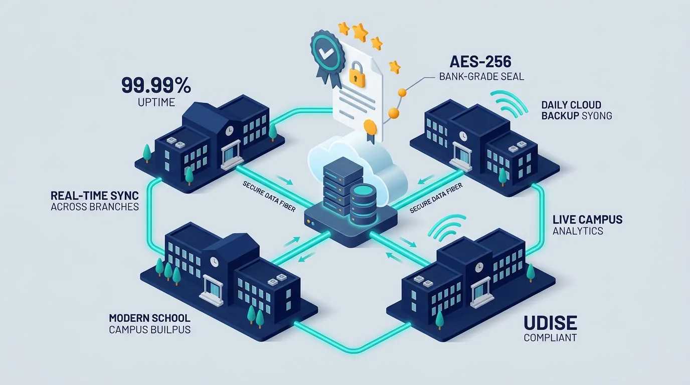 Multi-Campus Cloud Infrastructure 3D Illustration