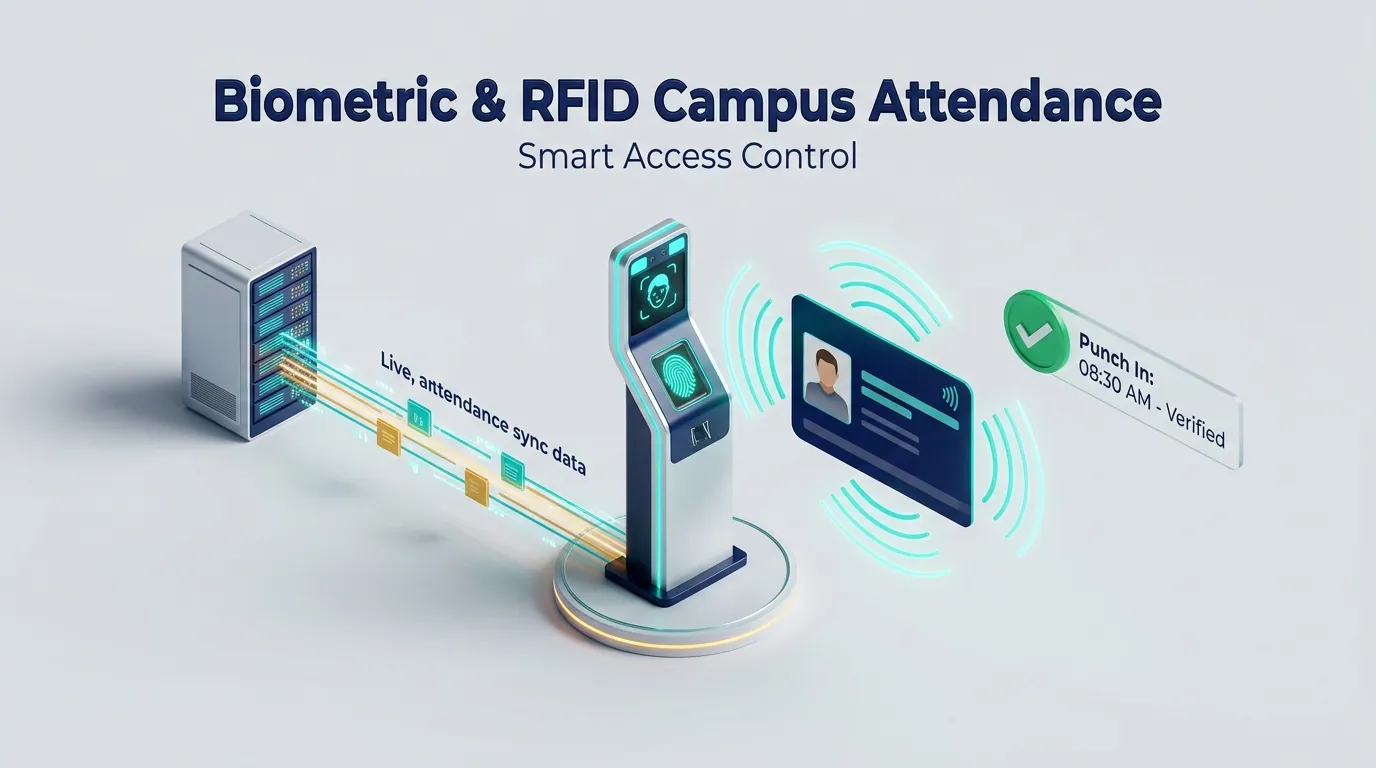 Smart Biometric Attendance & RFID 3D Illustration
