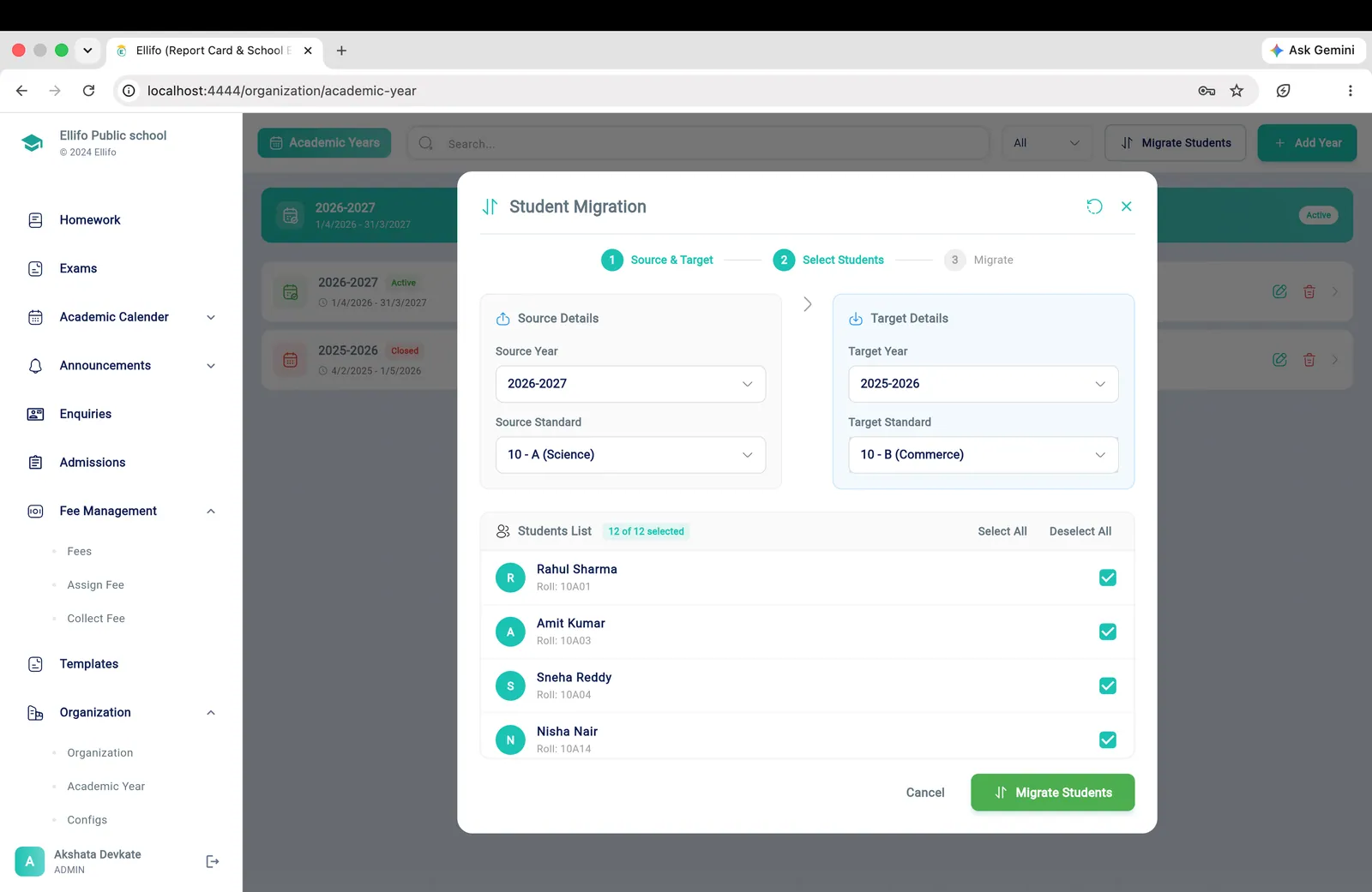 Ellifo school management software &mdash; data migration and student record import