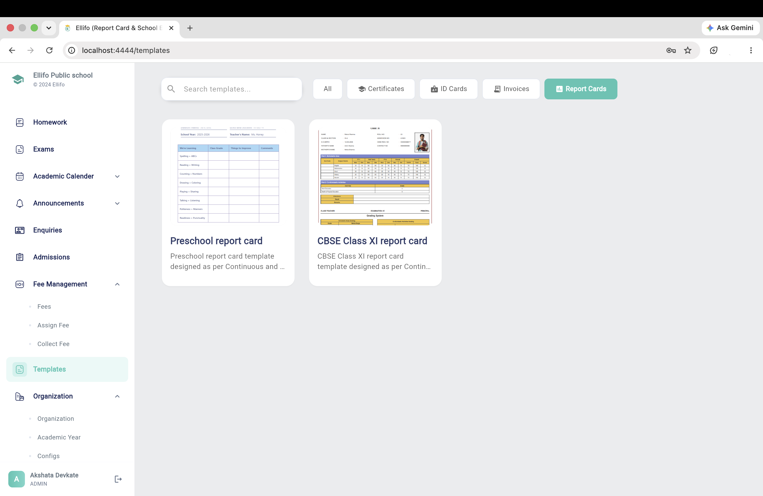 Report Card Dashboard