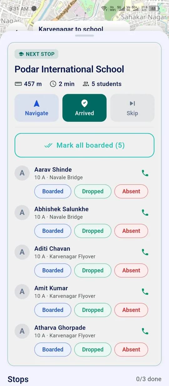 Ellifo driver app – Driver: stop checklist