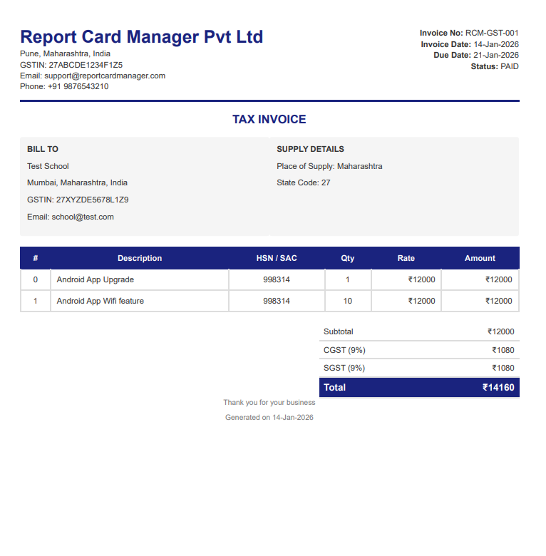 Tax Invoice Template